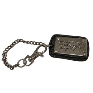 Ed Hardy Metallic Silver and Black Keychain